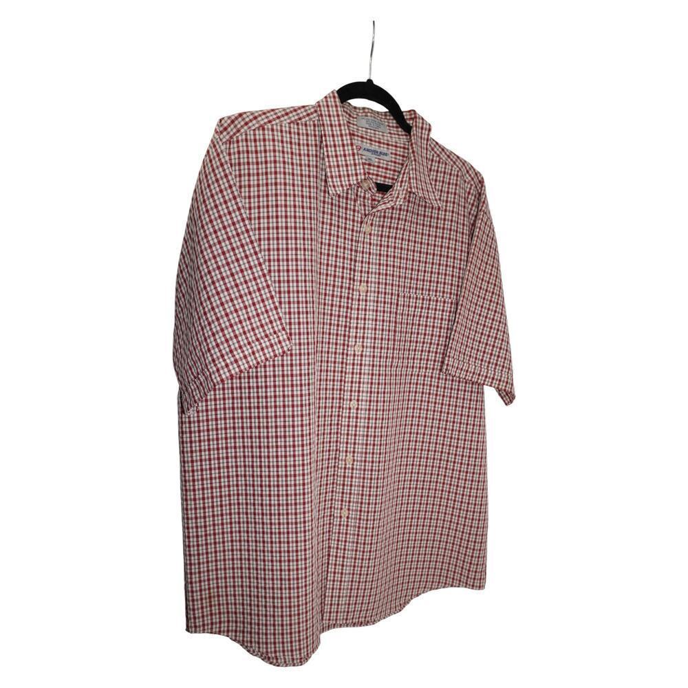 Vintage Anchor Blue XL Short Sleeve Button Up Shirt Red Gingham Check Plaid Y2K - Picture 3 of 8